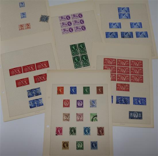 STAMPS, GB 70 album leaves inc QV (1841 2d Blue), QEII hi-vals £1 MM (2), Canada and Australia(-)